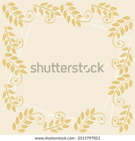 Doodle drawing gold floral frame background