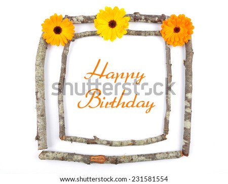 Wooden frame with calendula
