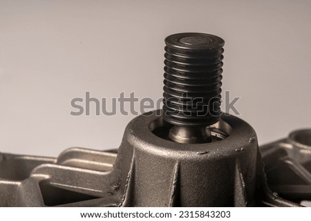 Belt drive pulley on the washing machine electric motor Royalty-Free Stock Photo #2315843203