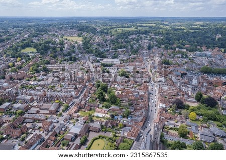 amazing aerial view of Henley-On-Thames, The famous holiday tourist location in south England, summer daytime