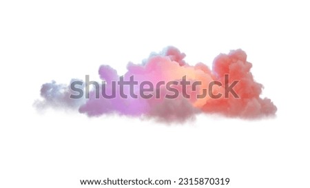 3d render, soft pastel cloud isolated on white background. Colorful cumulus. Fantasy sky clip art element