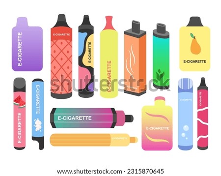 Set of colorful disposable electronic cigarette Royalty-Free Stock Photo #2315870645