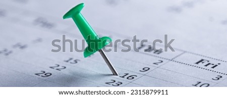 Important date and calendar appointment. pin on calendar. Royalty-Free Stock Photo #2315879911