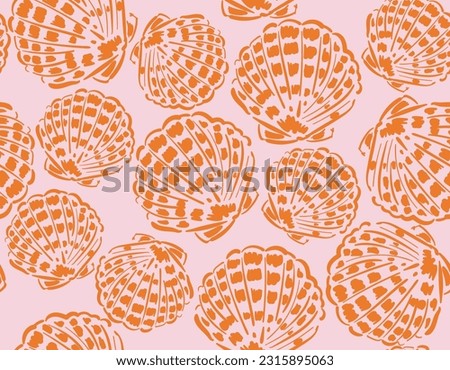 Hand drawn sea shells. Beautiful marine design elements, perfect for prints and patterns.Vector seamless pattern ,Design for fashion , fabric, textile, wallpaper , wrapping and all prints  Royalty-Free Stock Photo #2315895063