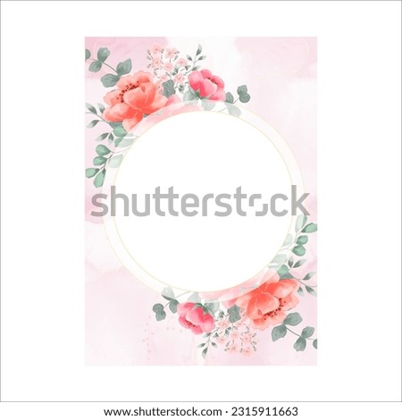 pink watercolor flower frames, borders, invitation cards