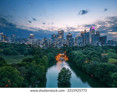 Atlanta, Georgia, USA overlooking Piedmont Park at dusk. Royalty-Free Stock Photo #2315925773