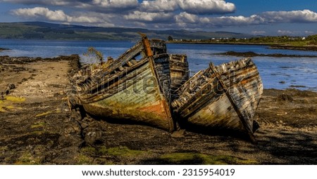 Salen Three ships - three boat wrecks on the Isle of Mull, Scotland Royalty-Free Stock Photo #2315954019