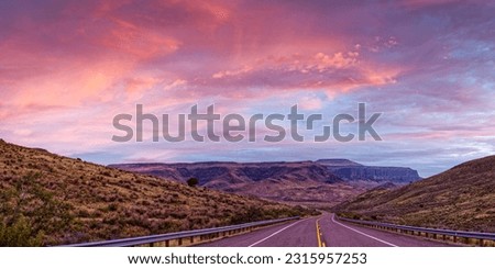 Colorful Sunrise Over the Davis Mountains from Wild Rose Pass - Fort Davis West Texas Royalty-Free Stock Photo #2315957253