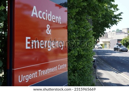 View of a generic accident and emergency sign at a hospital