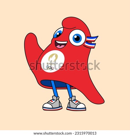 Vector of mascot summer olympic Paris 2024. The olympic funny phryges character bird cute Royalty-Free Stock Photo #2315970013