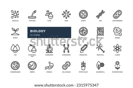 biology science laboratory education school learning detailed outline line icon set Royalty-Free Stock Photo #2315975347