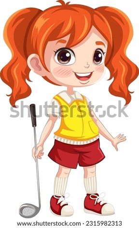 Isolated professional golfer cartoon character holding golf club illustration