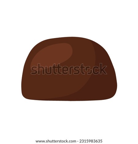 Simple Chocolate bonbon ball in dark choco for chocolate day and Valentine gift. Vector illustration animated cartoon candy flat icon collection isolated on white background