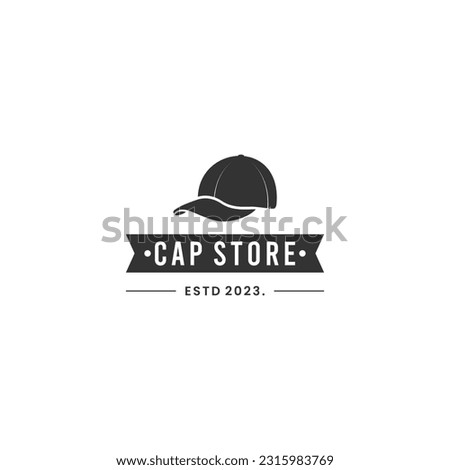 cap store logo, baseball cap logo design simple vintage style
