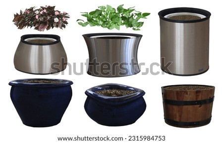 Picture of a pot for growing plants on a white background. It is convenient to cut and combine with other tasks.
