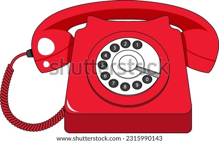 Retro landline or telephone isolated illustration