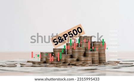 stock S and P 500 Index fund symbol is on wooden cubes in stack coins symbolizing that the S and P 500 Index is changing the trend, goes up instead of down. Business, S and P 500 concept. Royalty-Free Stock Photo #2315995433