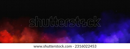 Blue vs red smoke effect black vector background. Abstract neon flame cloud with dust cold versus hot concept. Sport boxing battle competition fog transparent wallpaper design. Police digital banner Royalty-Free Stock Photo #2316022453