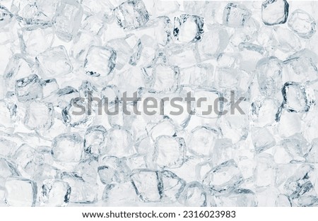 Tray with natural ice cubes on white background.