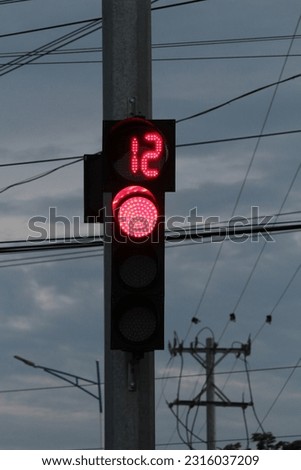 Traffic light with a countdown timer as used in Vietnam for all traffic lights. 