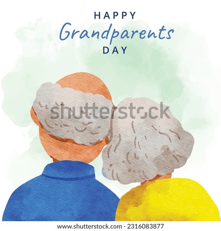 Happy Grandparents Day background. National Grandparents Day celebration. July 23. Cartoon vector illustration. greeting card, poster, banner. Calligraphy. Elderly. International Day for Older Persons Royalty-Free Stock Photo #2316083877