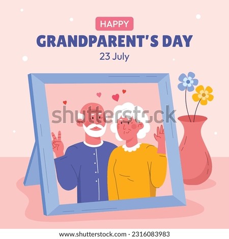 Happy Grandparents Day background. National Grandparents Day celebration. July 23. Cartoon vector illustration. greeting card, poster, banner. Calligraphy. Elderly. International Day for Older Persons Royalty-Free Stock Photo #2316083983