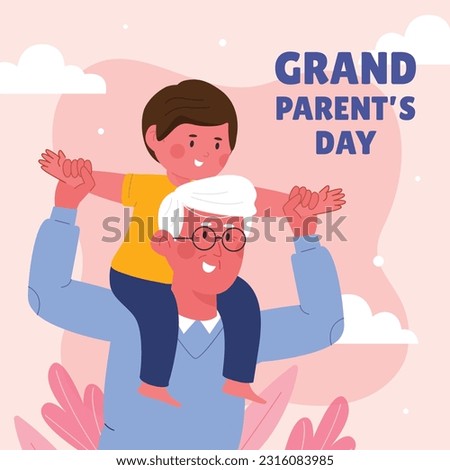 Happy Grandparents Day background. National Grandparents Day celebration. July 23. Cartoon vector illustration. greeting card, poster, banner. Calligraphy. Elderly. International Day for Older Persons Royalty-Free Stock Photo #2316083985