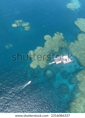 The Great Barrier Reef from a helicopter