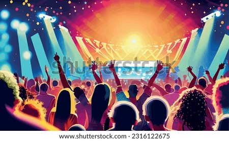 summer lively background lively outdoor music festival spotlight spotlight musical stage concert trumpet festival crowd dance background night performance entertainment nightlife club nightclub dj . Royalty-Free Stock Photo #2316122675