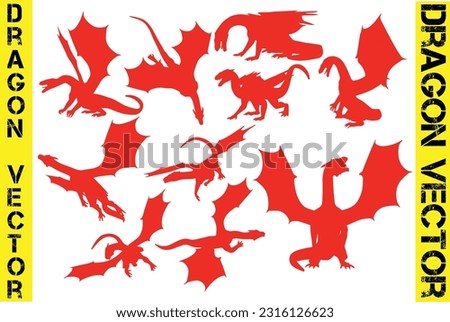 Flat design dragon silhouette illustration,
Dragon logo template collection
Chinese dragon,
Dragon tattoo design vector image,