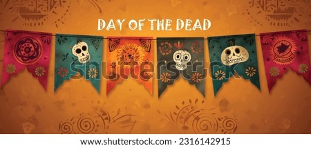 Dead day party, sugar skull or halloween holiday. Traditional mexican music festival, fun bright dance vector characters. Halloween Dia De Los Muertos Celebration. Royalty-Free Stock Photo #2316142915