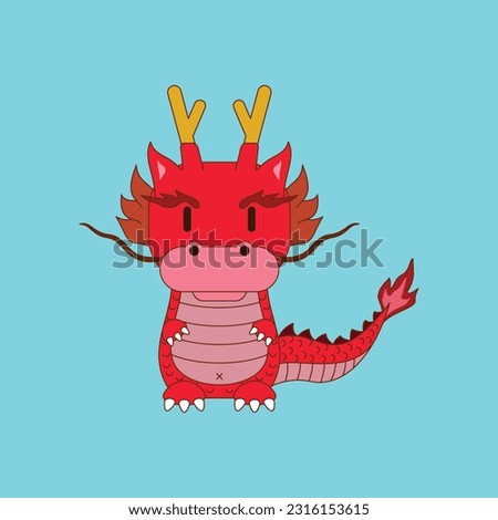 The illustration depicts an adorable and whimsical kawaii dragon. eps 10