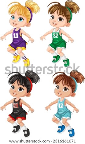 Female basketball player cartoon character illustration