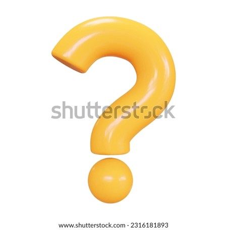 3d yellow question mark. Faq problem solution symbol. Vector illustration on isolated background. Royalty-Free Stock Photo #2316181893