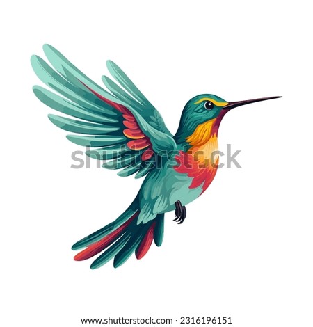 vector illustration of a flying hummingbird Royalty-Free Stock Photo #2316196151