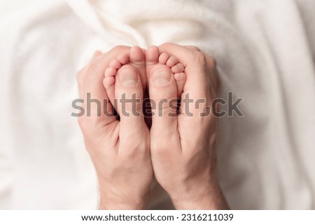 Children's legs in the hands of parents. On a white background.
