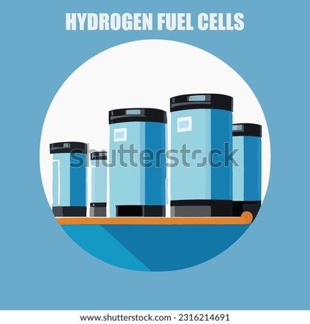 Vector illustration of hydrogen fuel cells. Green energy. Renewable energy source