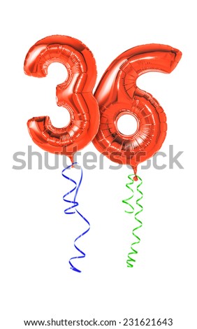 Red balloons with ribbon - Number 36