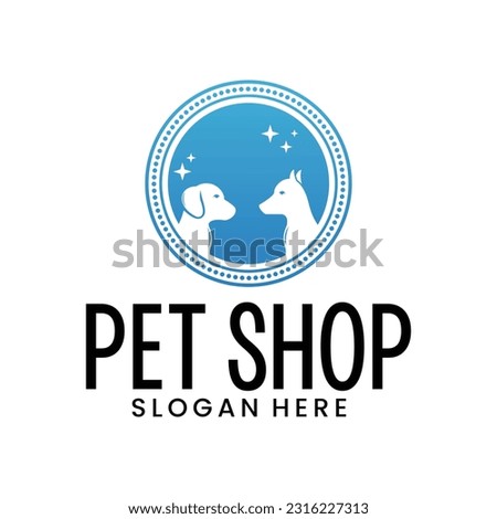 pet shop vector logo, dog and cat grooming suitable for company symbol