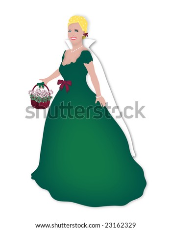 illustration of beautiful girl in Christmas dress