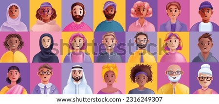 3D people diverse avatar, inclusion vector multicultural group, cartoon happy equal community. Man woman character, representation business team, professional teamwork communication. People avatar  Royalty-Free Stock Photo #2316249307