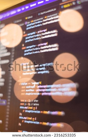 Close up shot of laptop screen with code programming