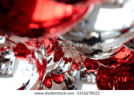 silver and red reflection ball background pattern 