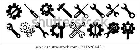 Tools and Service icons set. Wrench, screwdriver and gear icon. Settings and repair, service sign Royalty-Free Stock Photo #2316284451