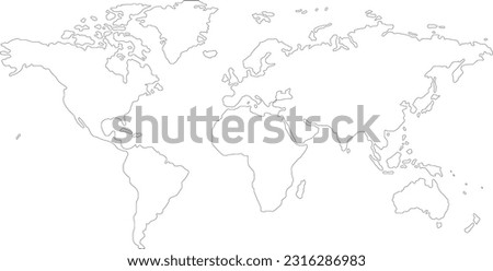 World map outline vector illustration 