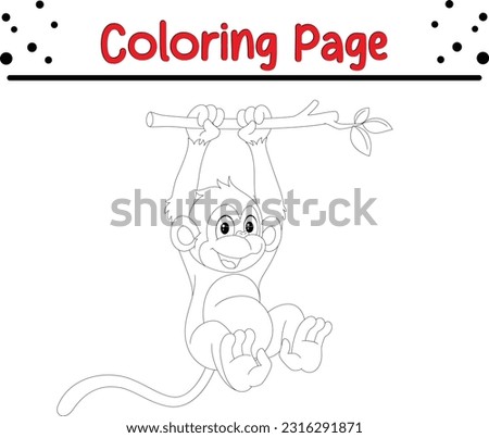 baby monkey coloring page for kids. animal coloring book for children