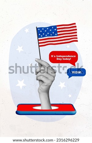 Collage photo picture illustration artwork independence day celebration united states of america message isolated on grey background