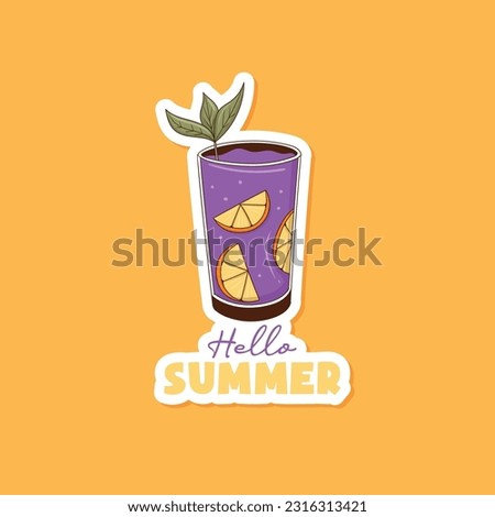Colorful hand drawn summer beverage sticker