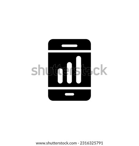 smartphone vector icon design featuring a chart. black white silhouette illustration isolated on white background