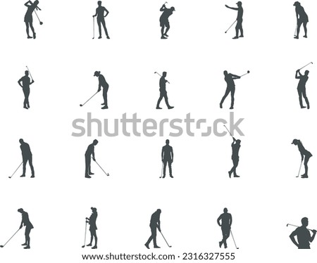 Golf player silhouettes, Golf Player SVG cut files, Golfer silhouette, Golf player playing silhouette